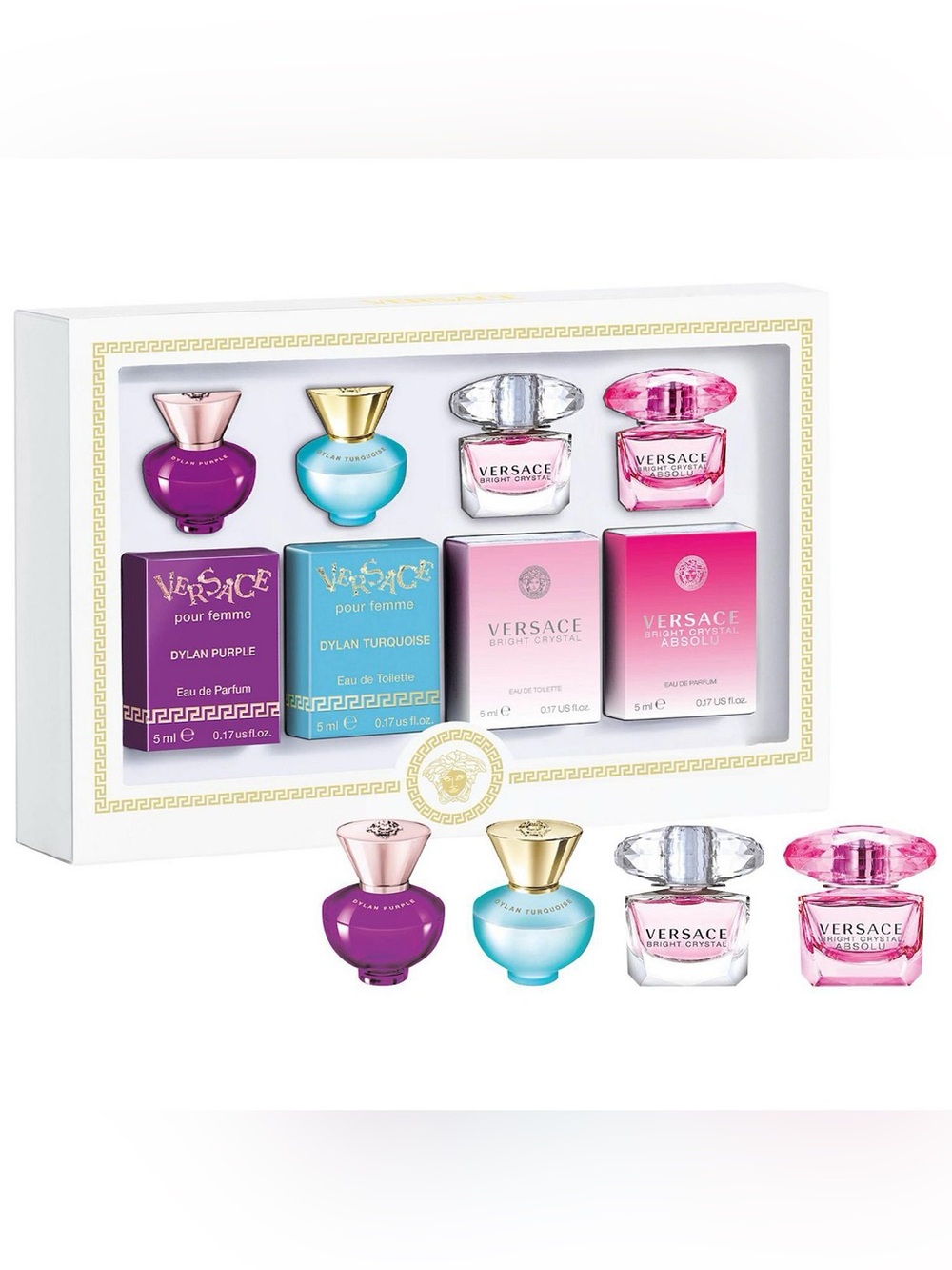 Versace Mini Fragrance Set - Purple, Turquoise, Pink, Clear
